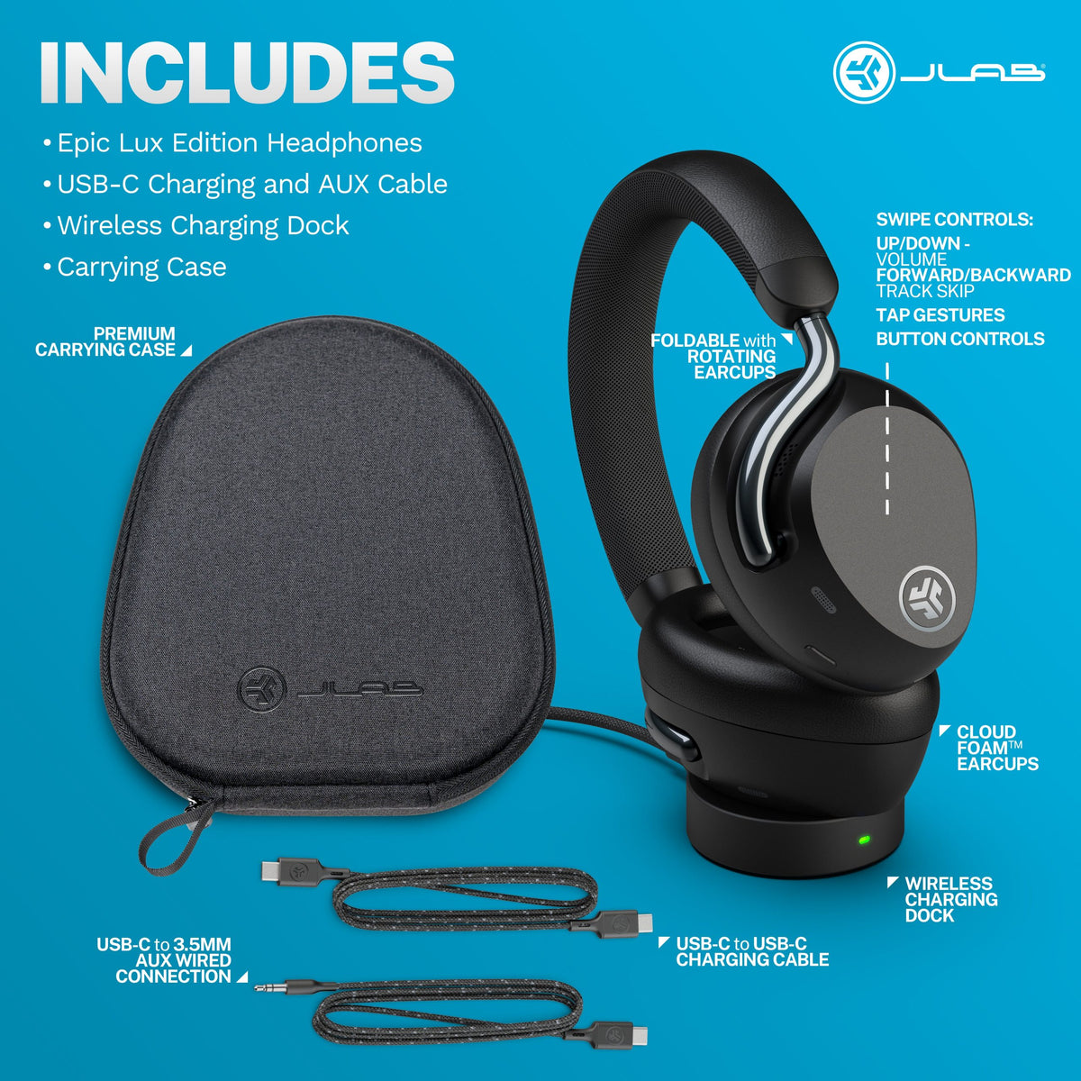 Epic Lux Lab Edition ANC Over-Ear Headphones Black