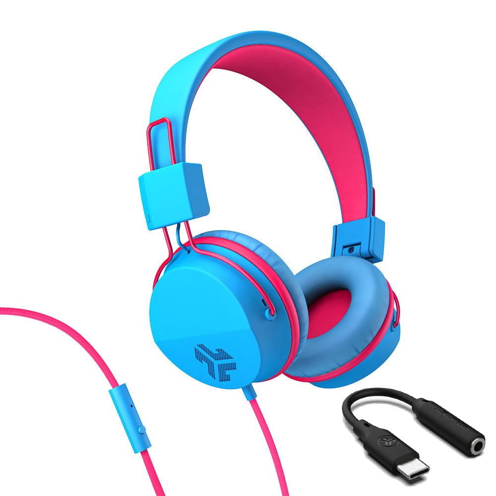 JBuddies Studio On-Ear Kids Wired Type-C Headphones Blue/Pink